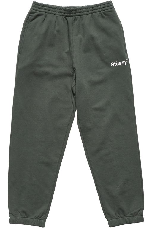 Stussy Mens Text Fleece Track Pants Green - AHJKN4753